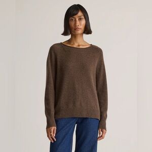 Quince Brown Off-the-Shoulder Sweater